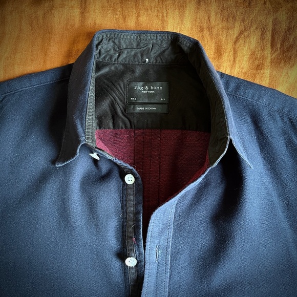 rag & bone Navy Blue Casual Button Down Shirt - Picture 2 of 8